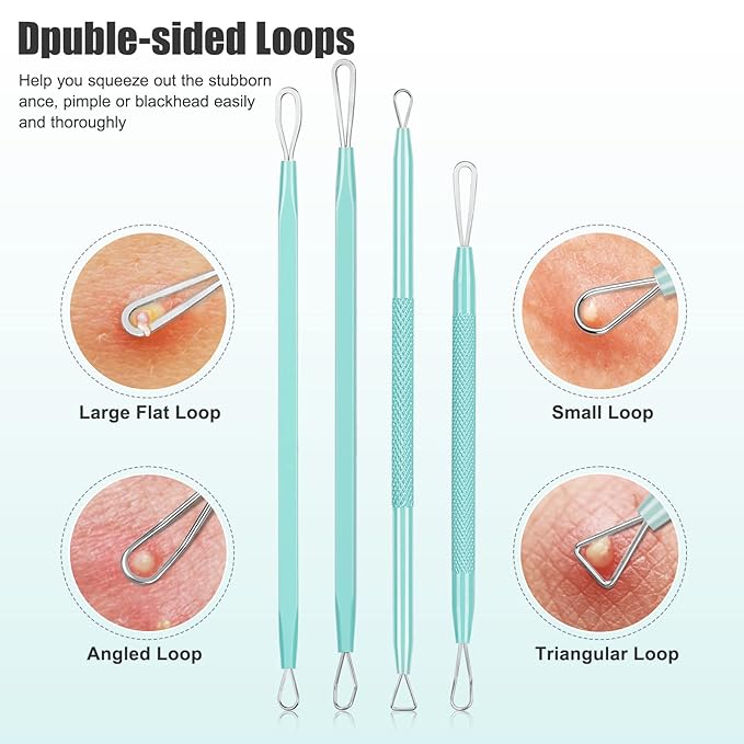 MORGLES Blackhead Remover Tools, 15 Pcs Pimple Popper Tool Kit Comedone Pimple Extractor for Blackhead Blemish Zit Removing with Metal Case 2024 Latest
