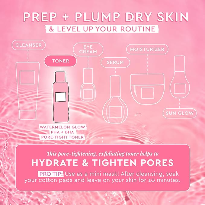 Glow Recipe PHA + BHA Face Toner - Korean Skin Care Pore Minimizer & Gentle Facial Exfoliator for Tightening, Hydrating & Exfoliating - Glycerin, Watermelon & Cactus Water (150ml)