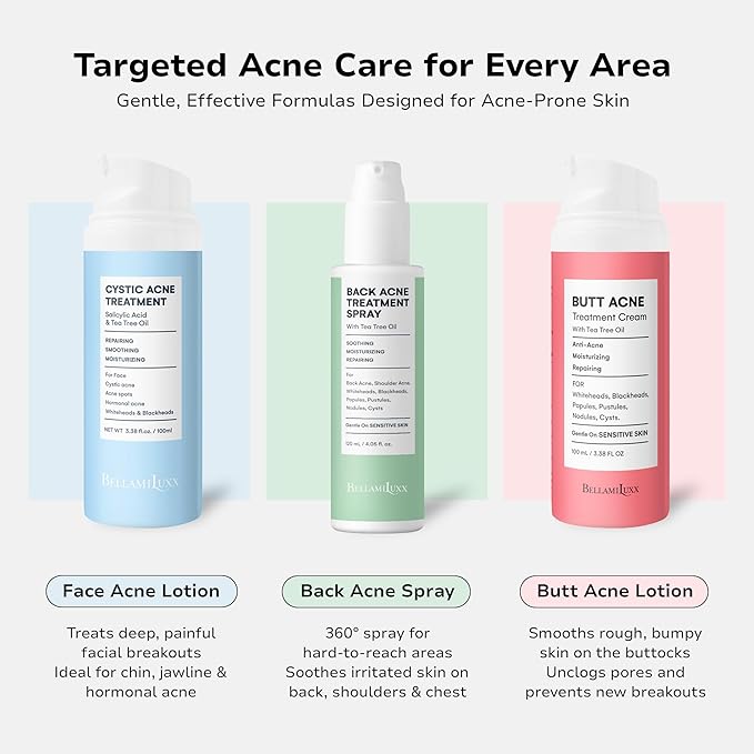 Body and Back Acne Treatment Spray: 2% Salicylic Acid & Tea Tree Oil Bacne Spray for Clear, Soothe & Moisturize - Effective for Men, Women, Teens with Back, Shoulder, Arm, and Chest Acne