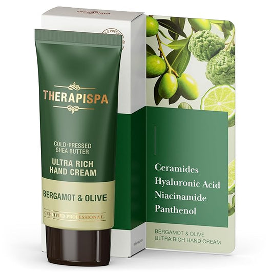 Ultra Rich Hand Cream – Intensive Hydration & Repair for Dry, Chapped Hands | Enriched with Shea Butter, Ceramides, Niacinamide (B3) & Panthenol (B5) (Bergamot & Olive, 2.0 oz, Pack of 1)