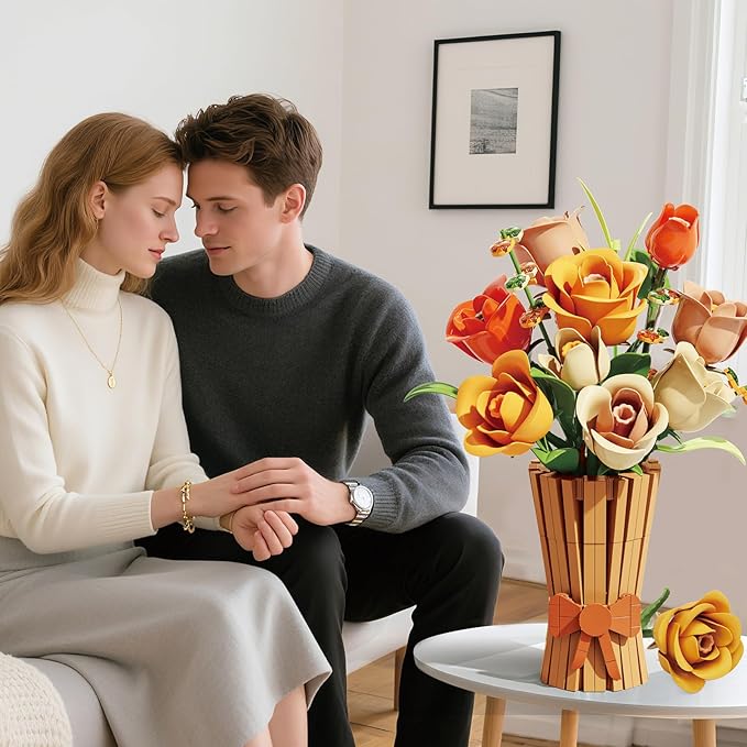 Flowers Bouquet Building Set 868 PCS Rose Botanical Collection Kit Artificial Flowers Toys Botanical Collection DIY Unique Home&Office Bonsai Decoration Gift for Valentine's Day Mother's Day Christmas