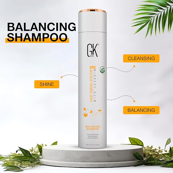 GK HAIR Balancing Shampoo Cleanses and Removes Buildup with Keratin Treatment For Oily Control Flaky Itchy Dry Scalp Thinning nourishing Hair Sulfate Free Women and Men – 10.1 Ounce