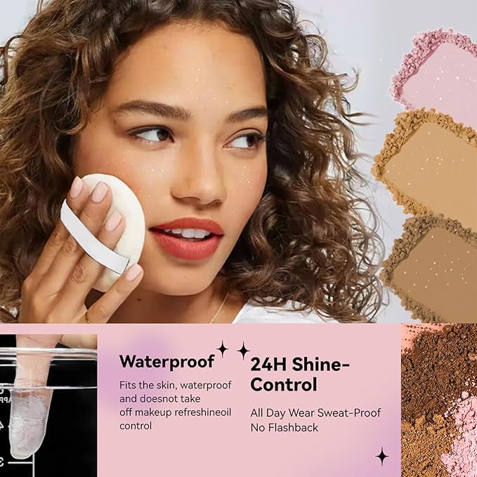 AKARY Dark Brown Translucent Setting Powder, Shimmer Finishing