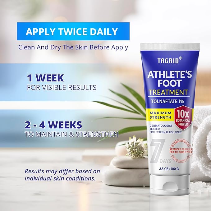 TAGRID Athletes Foot Treatment (3.5 OZ): Maximum Strength Antifungal Cream for Athletes Foot Fungus Jock Itch Ringworm Treatment for Humans - Anti Fungal Itch Cream for Itchy Skin Relief