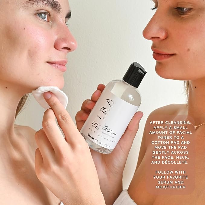 BIBA DE SOUSA The Glycolic Lactic Toner - Exfoliating Toner with AHA, Hyaluronic Acid, and Aloe Vera - Illuminates Skin Complexion Without Excessive Drying (8 oz)