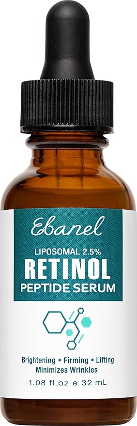 Ebanel Retinol Serum for Face with Vitamin C, Peptides & Hyaluronic Acid, Anti Aging Face Serum for Fine Lines, Uneven Skin Tone, Dark Spots & Texture, Pore Minimizer with Resveratrol & Niacinamide