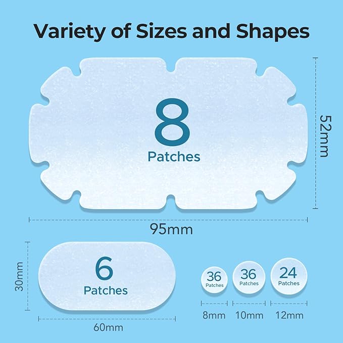TKTK XXL Pimple Patches for Body, Large Hydrocolloid Acne Patches, 5 Sizes Big Hydrocolloid Bandages for Back, Chest, Shoulders Zit Breakouts, Blemish Patches for Face (Oval, Dot 110 Count)
