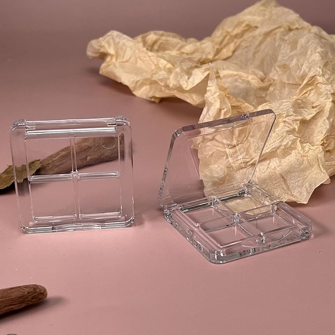 2PCS Empty Eyeshadow Palette 4 Grids Plastic Eye