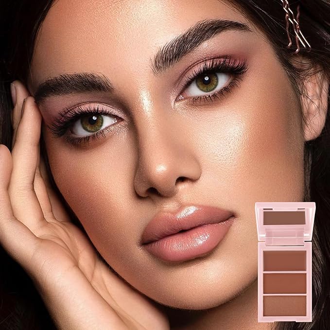 3 Colors Blush Palette, Blush and Highlighter Palette, Glowing Makeup