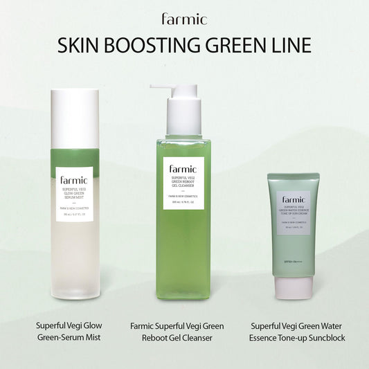 FARMIC Superful Vegi Glow Green Serum Mist 5.07 fl.oz | Aloe & Omija Korean Vegan Spray facial Essence | Soothing Calming Radiant Skin Light-weight Face Moisturizer | Daily Skincare for All Skin Types