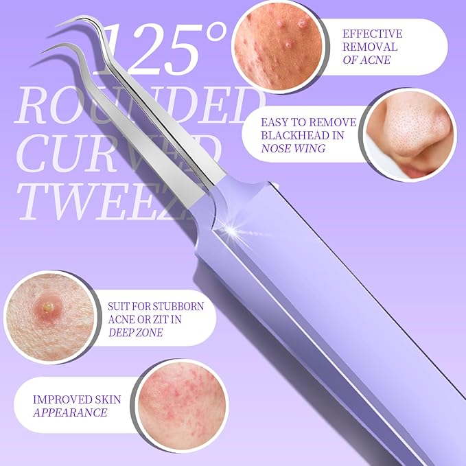 Teenitor Pimple Popper Tool Kit and Blackhead Remover Tools, Ingrown Hair Tweezers, Professional Blackhead Extractor Pimple Extractor Comedone Extractor, Black Head Remover for Face