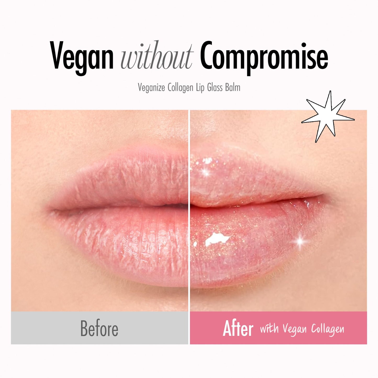 self beauty Veganize Collagen Lip Glass Balm - Hydrating Lip w/Hyaluronic Acid - Vegan Korean Lip Balm Moisturizing Lip Care – Lip Gloss Repair for Dry Cracked Lips 0.06 oz (#10 Champagne Gold)