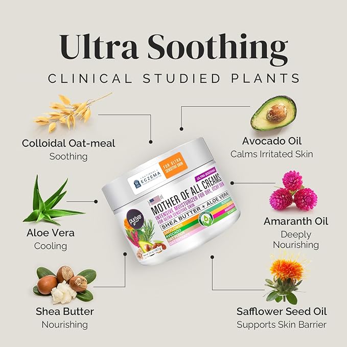 Puriya National Eczema Association Accepted Cream 2 oz, Dry Itchy Skin Relief, Colloidal Oatmeal Lotion, For Kids, Adults, Face, Hands, Mother of All Creams, Plant-Based Hydration,No Fragrance Added