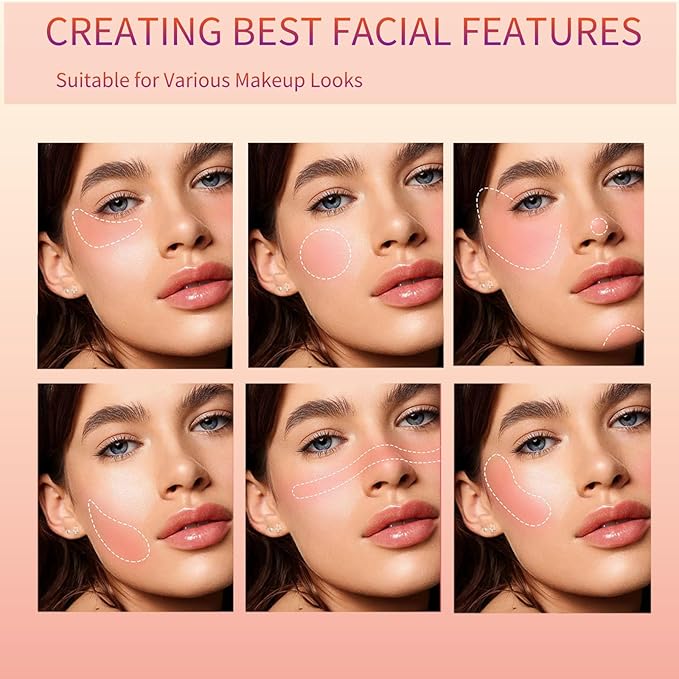 Baked Blush Powder, Natural Glow Blush Palette, Contour Makeup #02