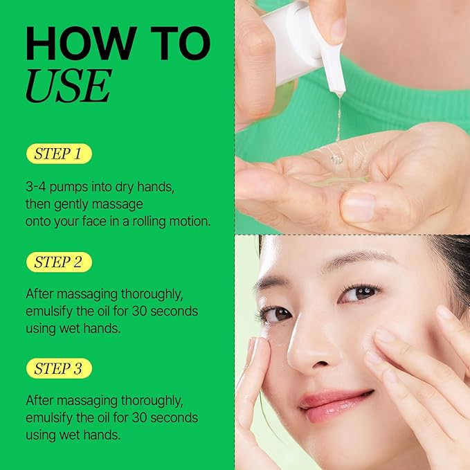 Green Barley Light Cleansing Oil, Hydrating Daily Cleanser for Sensitive Skin, Blackhead Remover, Korean Vegan Skin Care, 6.93 Fl Oz