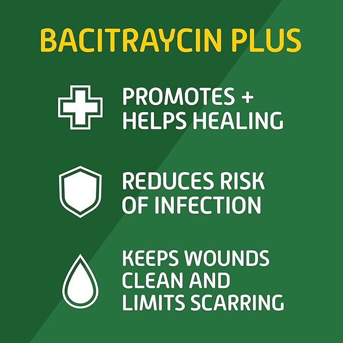 Bacitraycin Plus First Aid Antibiotic Wound Healing Ointment for Minor Cuts, Scrapes and Burns, with Bacitracin Zinc and Moisturizing Aloe Vera, Original, 1 oz, 2 Pack
