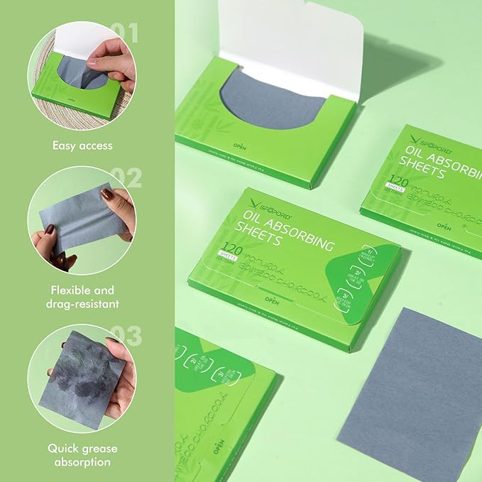 Oil Absorbing Sheets with Bamboo Charcoal - 4 Oily Skin
