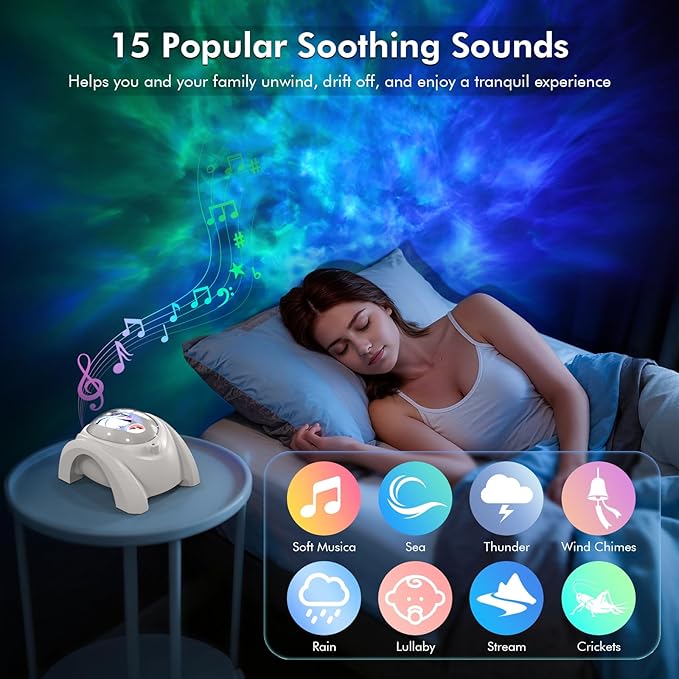 Rossetta Galaxy Projector, Star Projector for Bedroom with Bluetooth Speaker & White Noise, Remote, Timer, Night Light for Kids Room Decor, Party, Birthday & Christmas Gifts for Adults Teen Girls Boys