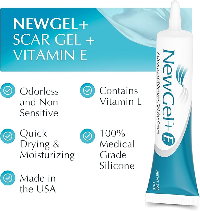 Advanced High-Potency Silicone Scar Gel with Vitamin E for Old, New Scars, Surgery, Keloids, Burns, and Facial Blemish Scars, NewGel Plus by MyNewGel (15 Grams) - 0.50 oz