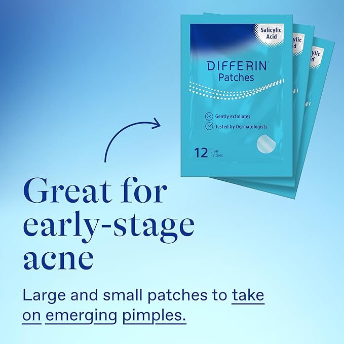 Differin Acne Patches, Pimple Patches for Acne Prone Skin, Formulated with Salicylic Acid and Centella, Fast Triple Action Power Patch for Day & Night, Dermatologist Tested, 36 Count