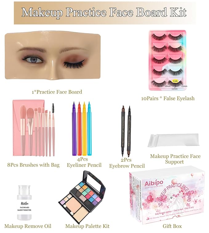 Makeup Practice Face, Makeup Mannequin Face with Makeup