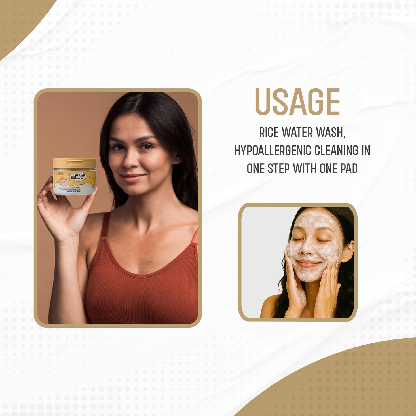 Esfolio Rice Cleansing Pad – Gentle Daily Facial Pads with Rice Extract for Skin Clarity and Softness – Easy One-Step Cleanser for Radiant Complexion – Korean Skincare – 60 Count