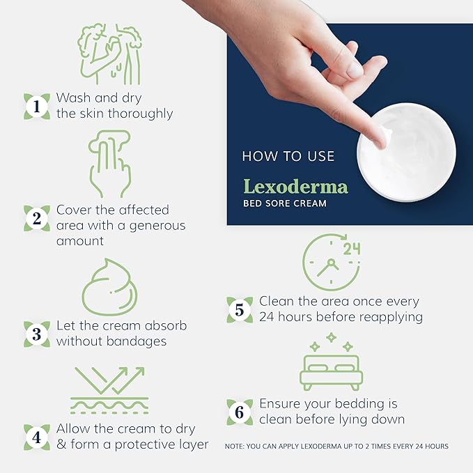 Extra Natural Lexoderma Soothing Skin Protectant Barrier Cream - Fast Acting Advanced Herbal Topical to Help Soothe Bed Sores & Pressure Sores - 4 Ounces