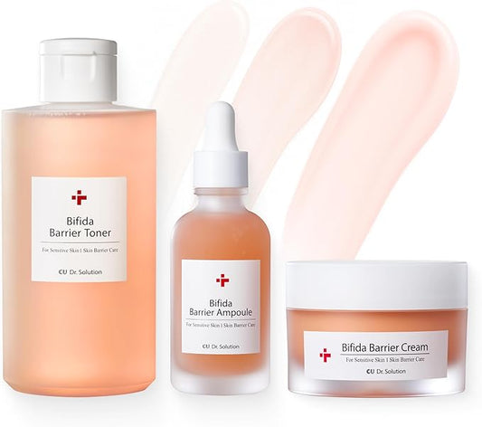 Bifida Barrier Toner, Ampoule, and Cream, Korean Skincare Set