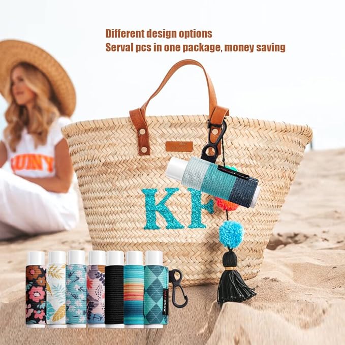 HEYSKAY Lip Balm Holder Sleeves Keychain blue