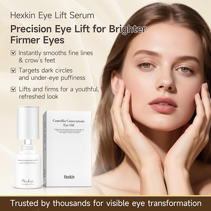 Camellia Concentrate Eye Serum Oil - 0.5 Fl Oz, Natural Dark Circle Treatment, Wrinkle Reduction, Brightens, Nourishes, Smooths Under-Eye, Dropper