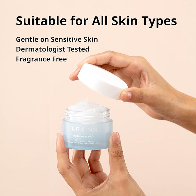 Hyaluronic Aqua Gel, Lightweight Daily Moisturizer with Hyaluronic Acid for Deep Hydration, Soothing, Fast-Absorbing, Fragrance-Free Face Cream for Sensitive Skin and All Skin Types (50 ml).