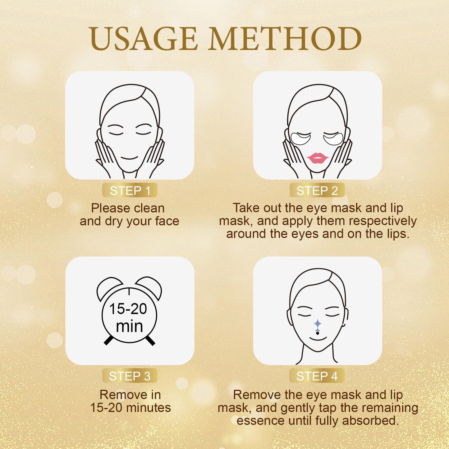 CHMI 30 Pairs Lip Masks & Eye Masks - 24K Gold Eye Patches for Puffy Eyes, Dark Circles, EyeBags and Wrinkles, Collagen Skin Care Products, Beauty & Personal Care.