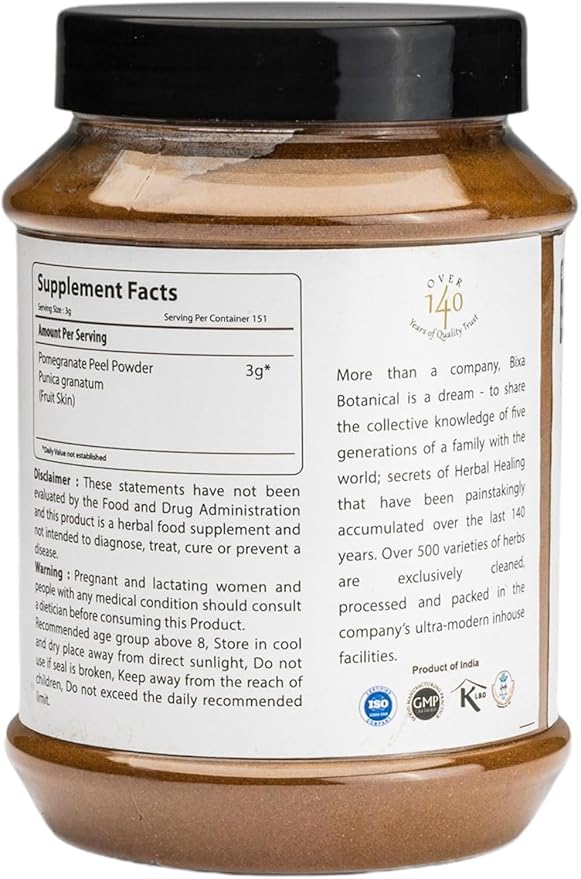 bixa BOTANICAL Pomegranate Peel Powder | Herbal Tea, Skincare & DIY Beauty | Punica Granatum, Ayurvedic Herbal Supplement | Gluten Free, Non-GMO, Steam Treated, Vegan, 100% Pure | 1 lb / 16oz