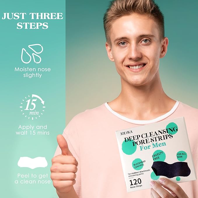 Blackhead Remover Pore Strips For Men, (120 Strips) Deep Cleansing Nose Strips - Charcoal Pore Strips - Unclogs Pores