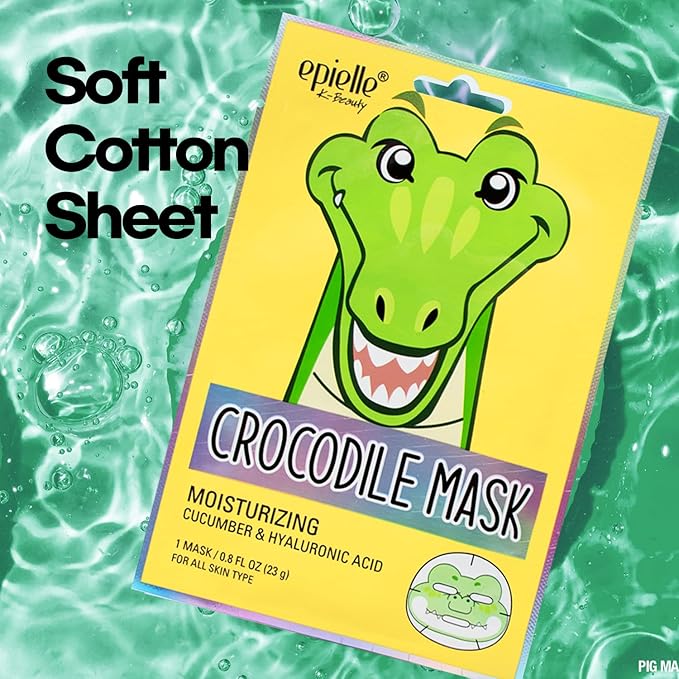 Epielle Animal Character Sheet Masks 12 Pack, Moisturizing & Hydrating Face Mask with Hyaluronic Acid & Fruit Extract, Korean Skin Care, Girls Spa Party Favors, Sleepover, Self Care Gifts for Women