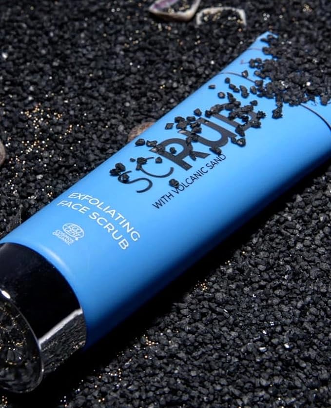 Face Scrub - Organic Exfoliating Face Wash with Icelandic Black Volcanic Sand and Rowanberries - Gentle Face Exfoliator for All Skin Types - 2 Fl Oz