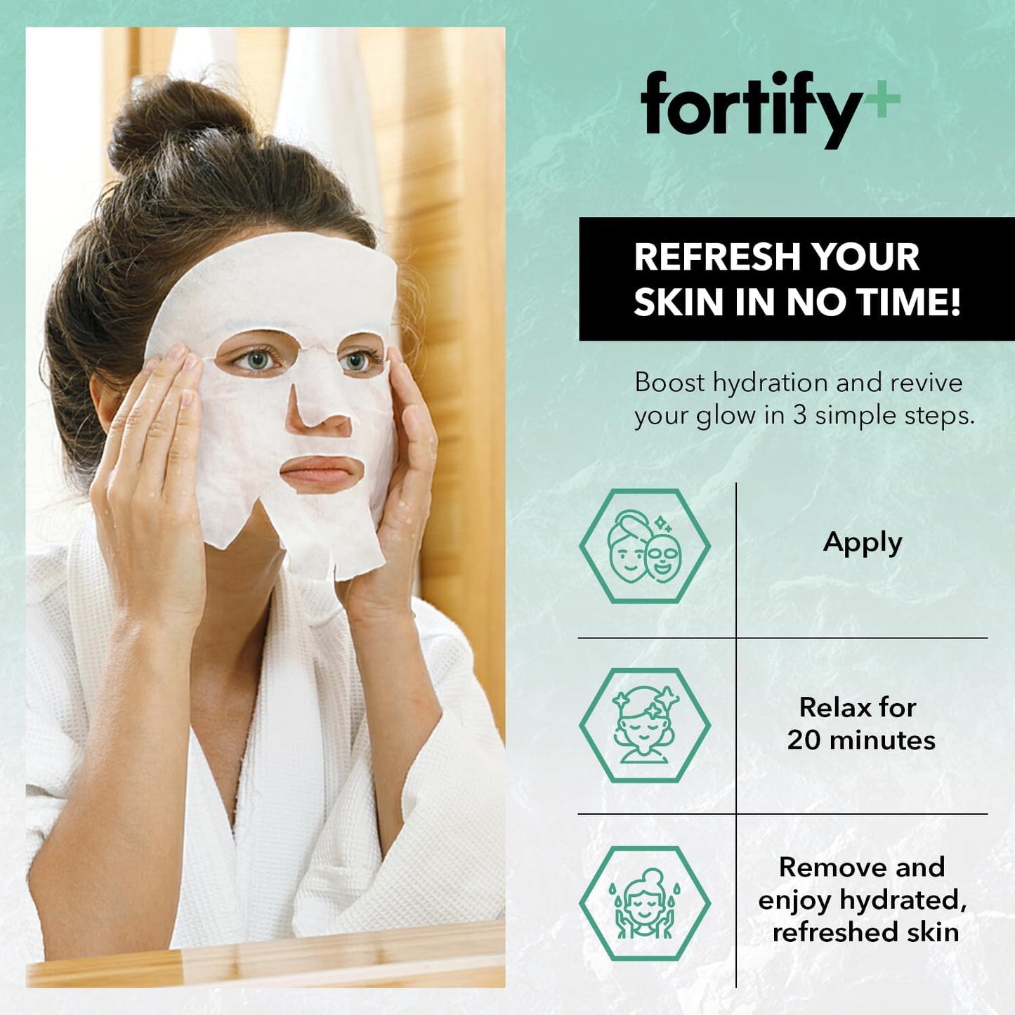 Fortify Skincare Face Mask - Hyaluronic Acid & Aloe - Dermatologist Tested, Ultra Hydrating, Anti-Aging, Pore Minimizing - 3-in-1: Detox - Treat- Boost - Clean Beauty, Korean Skin Care, 5 Sheet Masks