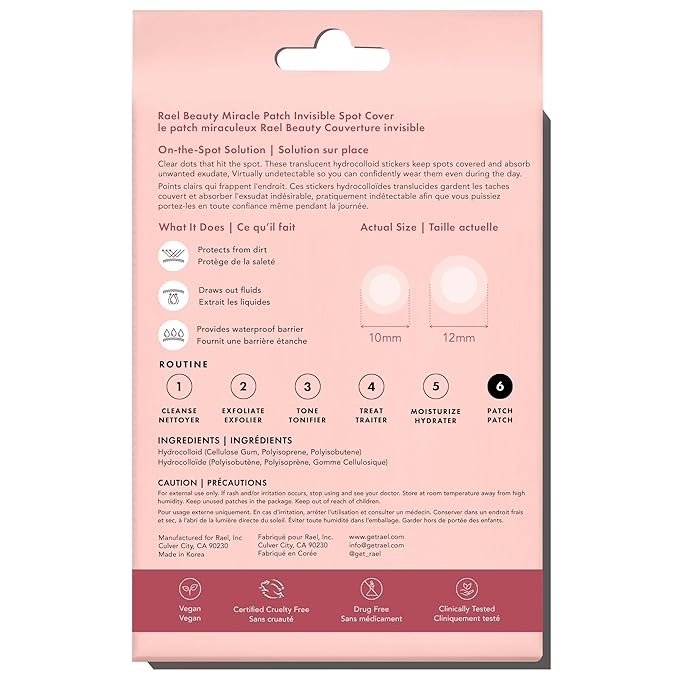 Rael Pimple Patches, Miracle Invisible Spot Cover - Hydrocolloid Acne Patch, Treatment for Breakouts, Absorbs Zits & Blemish, Korean Skin Care, 2 Sizes (72 Count)
