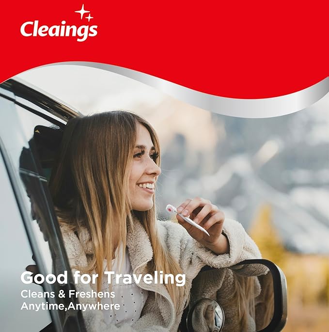 cleaings® Disposable Toothbrushes with Toothpaste Mini Travel Oral Care, 4-in-1 (Mini Brushes+Toothpaste+Tongue Scraper+Pick) Portable for Work,Camping Essentials(Strawberry), 24 Count (Pack of 1)