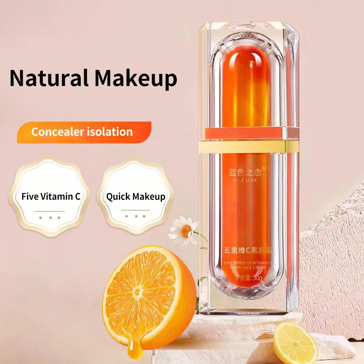 BLUE LOVE 3PCS Vitamin C Tone Up Cream Set, Quick Makeup Moisturizer for Radiant Skin, Natural Skincare for All Skin Types & Daily Use