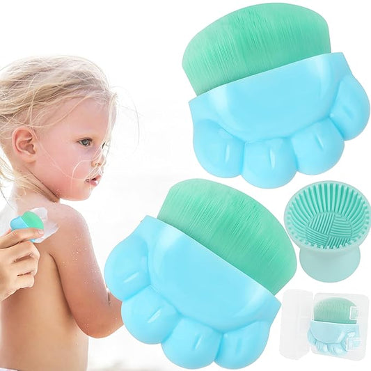 Azazccm Sunscreen Applicator for Kids, 2pcs Sunblock Buddy Brush Set, Suncream & Lotion Brush with Cleaner, Travel Size for Liquid Foundation BB Cream Moisturizer Body Makeup 1.97x1.97inch