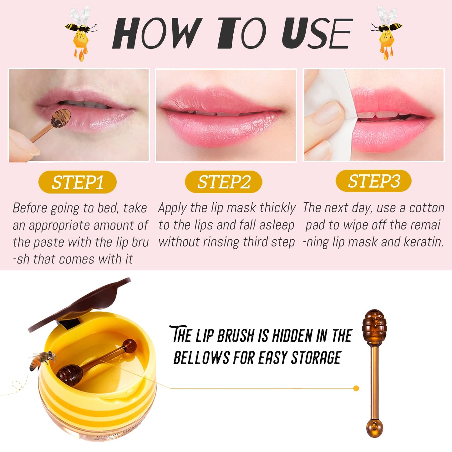 Bee Balm Lip Balm Honey Pot, My Bee Balm Propolis, Honey Lip Mask, Nourishing Moisturizing Sleeping Lip Mask Hydrating & Prevention Dry and Cracked Lip Scrubs Exfoliator (2)