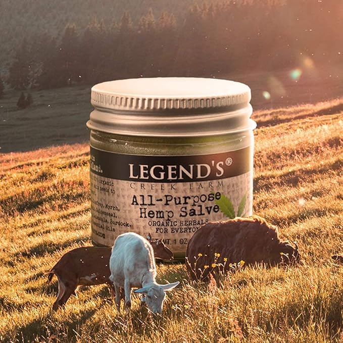 Legend's Creek Farm Herbal Salve - Healing Ointment with Hemp Oil, Comfrey, & Myrrh- Natural Balm for Chapped Skin, Scrapes, & Rashes - 1oz. Healing Balm Handmade in USA (All-Purpose Hemp S.)