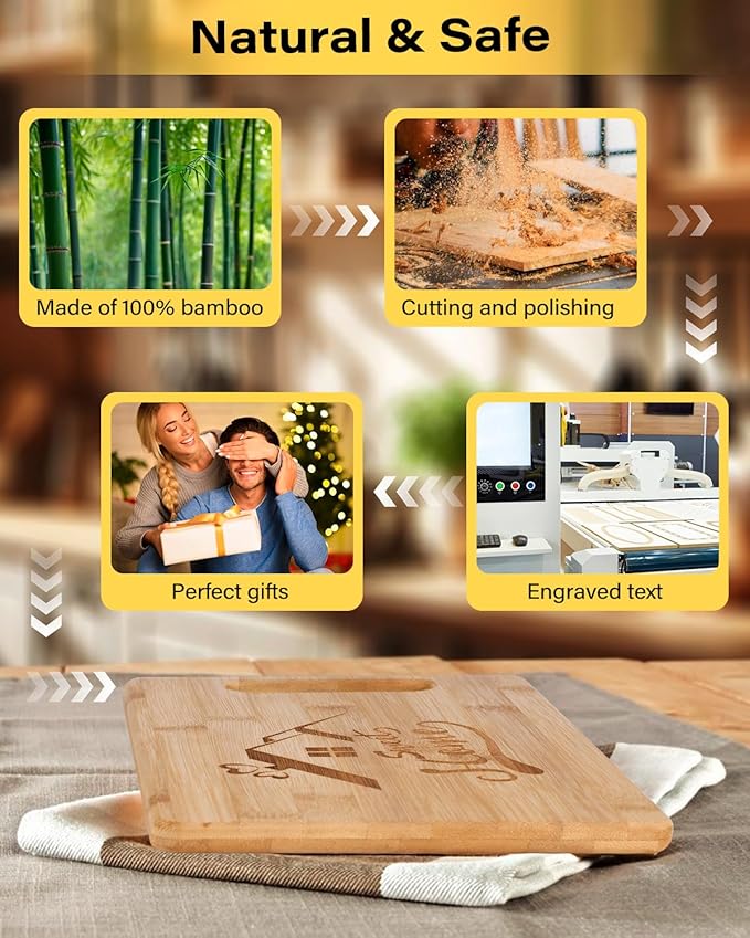 Gifts for Mom 11x7 inch, Mother's Day Mom Birthday Gifts from Daughters Son, Bamboo Cutting Board for Mother