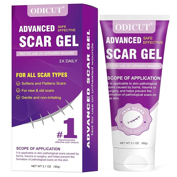 Silicone Scar Gel - 16.5% Complex Active Repair Scar Cream, 2.1 oz for Stretch Marks & Surgical Scar Treatment, Keloid Care for All Skin Types. Effective on New & Old Scars, Pregnancy, Keloids-Purple