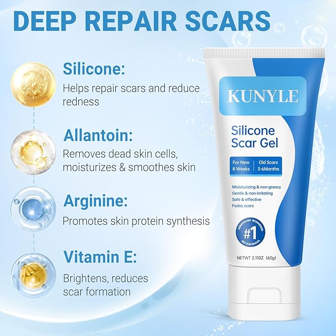 Silicone Scar Gel, Scar Cream, Advanced Scar Stick for Surgical Scars, Stretch Marks, Keloid Bump Removal, Old and New Scars 2.11oz (60g)