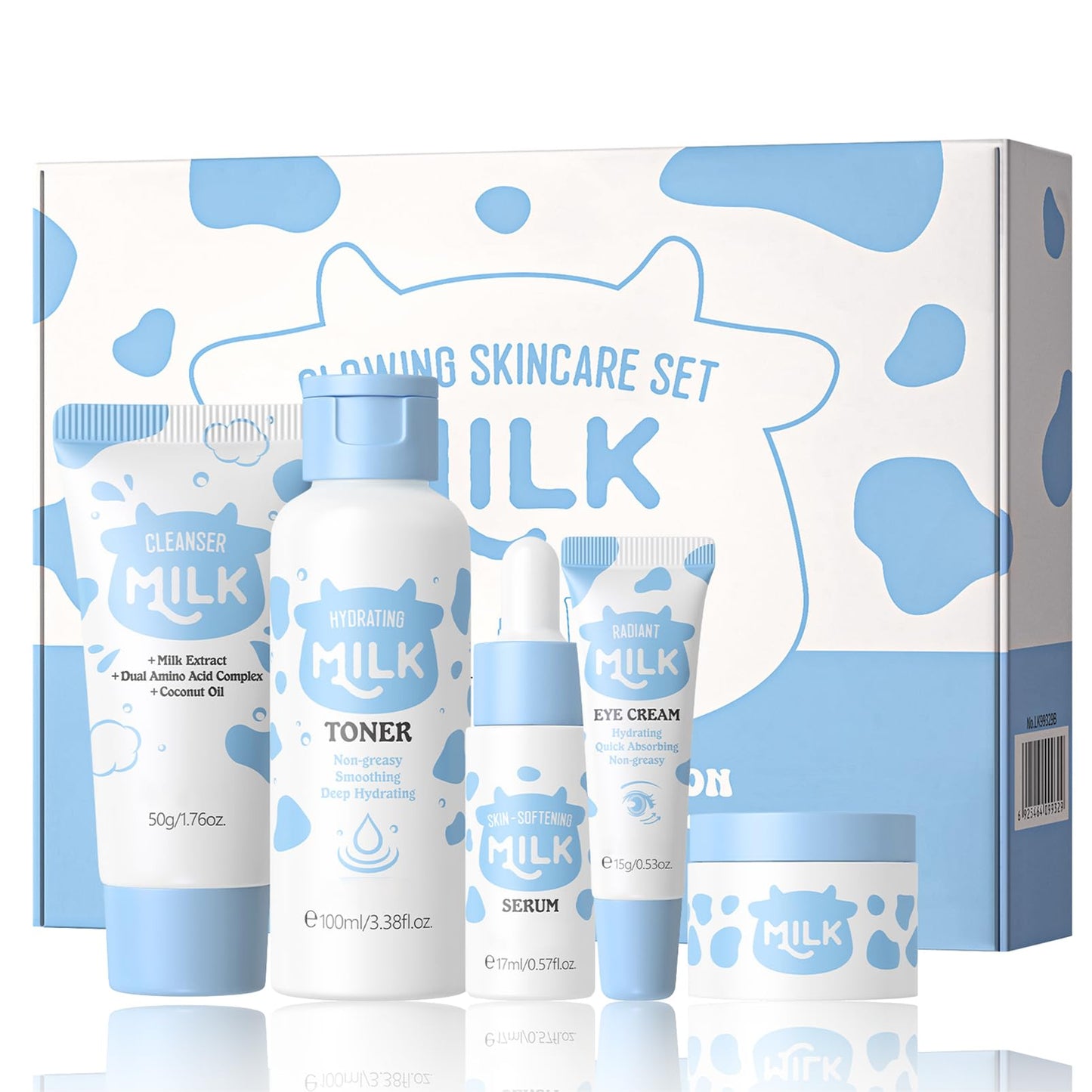 5PCS Milk Skin Care Set for Kids & Women – Skin Care for Teens 10-12, Skincare for Girls 10-12, Milk Skincare Set with Cleanser, Toner, Serum, Face Cream & Eye Cream – Gentle Daily Hydration Routine