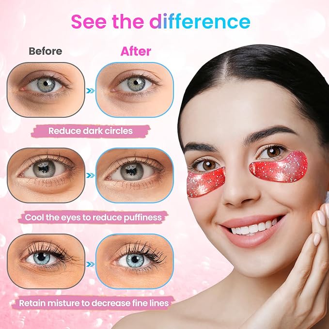 Eye Masks (36 Pairs) - Under Eye Patches for Relieves Dark Circles, Fine Lines and Puffiness, Revitalizing Eye Gel Pads - Ideal for Daily Skin Care & Gift Choice