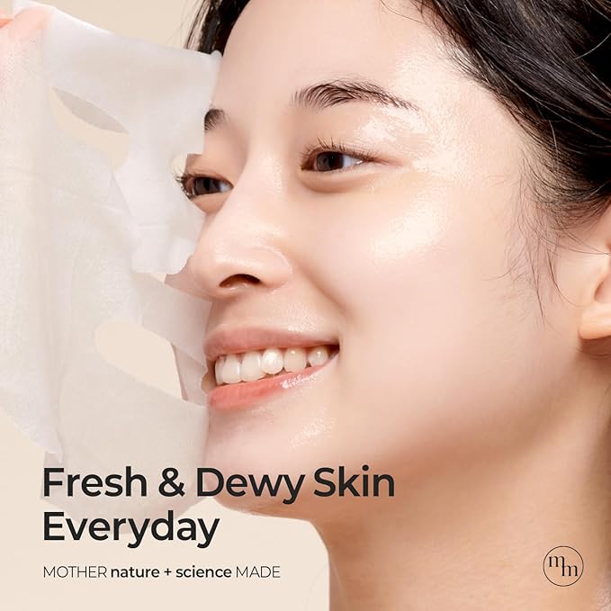 MOTHER MADE Glowing Glass Skin Hydrating Snail Deep Collagen Face Masks Set of 20 EA, with Niacinamide 2%, Vitamin E, Facial Mask for Dry, Sensitive Skin, Self Care, Korean Skincare
