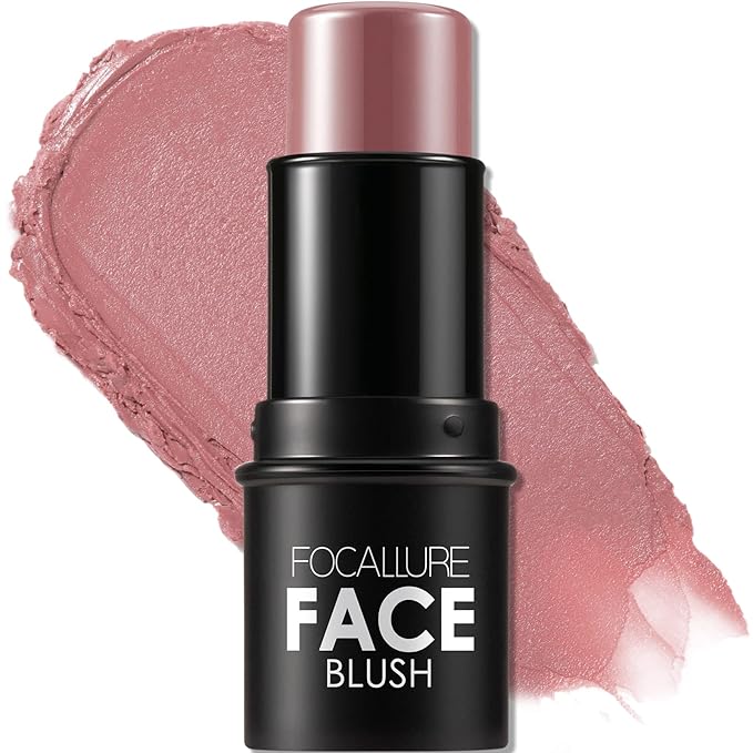 FOCALLURE Cream Blush Makeup,Buildable Blush Stick for Cheeks,Matte Stick,ROSE FLUSH